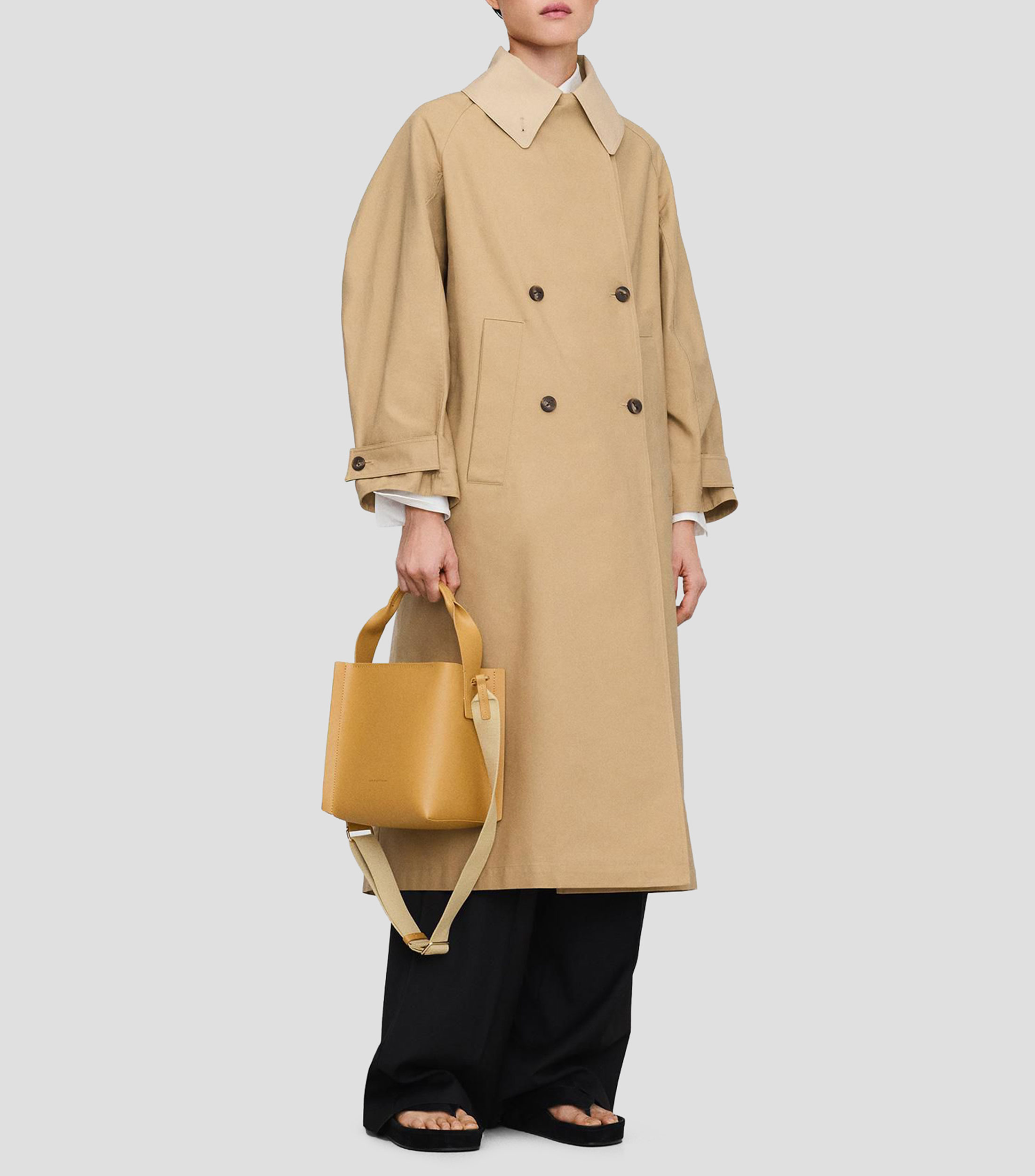 Bolsa bucket en piel liso Mujer